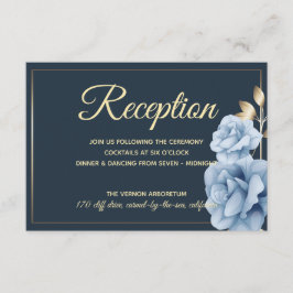 Elegante huwelijksreceptie Midnight blue bloemenwi Informatiekaartje