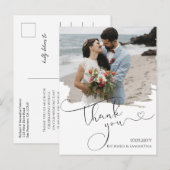 Elegante Huwelijksscript Bedankt Foto Briefkaart (Voorkant / Achterkant)