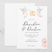 Elegante Huwelijkssjabloon met Ring en Duif Kaart (Voorkant / Achterkant)