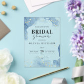 Elegante huwelijksuitnodiging blauw en goud minima acryl uitnodigingen (Insitu (Huwelijk))