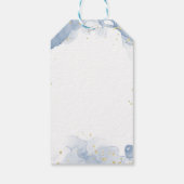 Elegante huwelijksuitnodiging blauw en goud minima cadeaulabel (Achterkant)