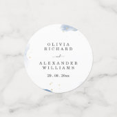 Elegante huwelijksuitnodiging blauw en goud minima confetti (Kleine voorkant)