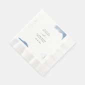 Elegante huwelijksuitnodiging blauw en goud minima servet (Hoek)