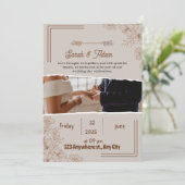 Elegante huwelijksuitnodiging | Bloemontwerp met P Kaart (Staand voorkant)