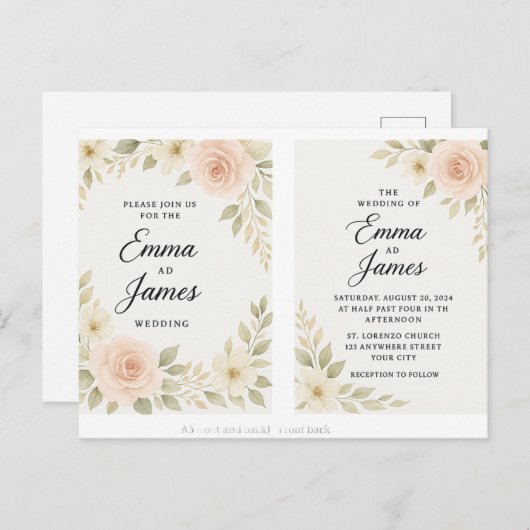 Elegante huwelijksuitnodiging – Classic & Timeless Briefkaart (Voorkant / Achterkant)