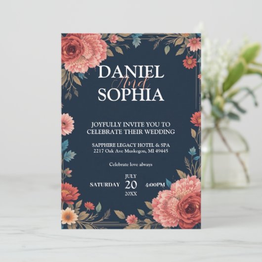 Elegante huwelijksuitnodiging Design - Celebrate L Kaart (Staand voorkant)