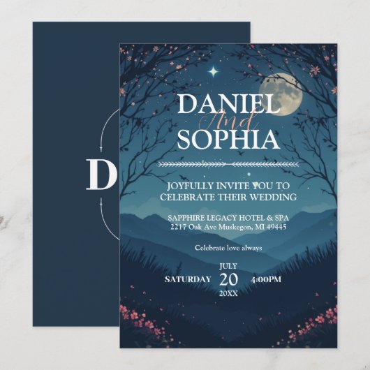 Elegante huwelijksuitnodiging Design - Celebrate L Kaart (Voorkant / Achterkant)