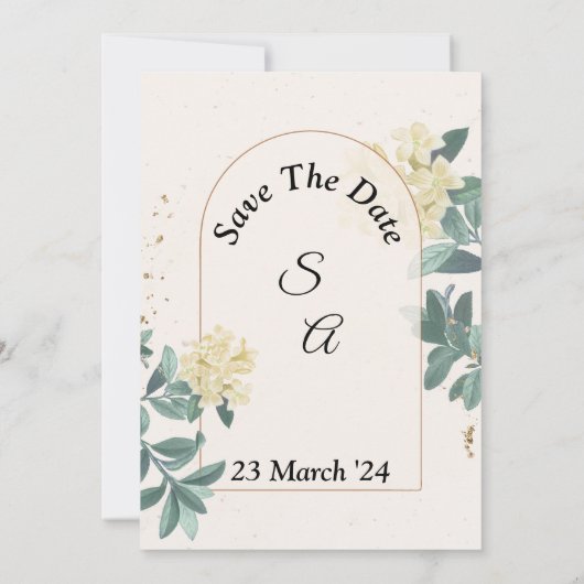 Elegante huwelijksuitnodiging, eenvoudig groen bei kaart (Achterkant)