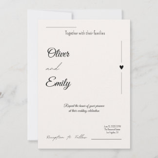 Elegante huwelijksuitnodiging - eenvoudig modern kaart