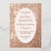 Elegante huwelijksuitnodiging Foto Botanische blad Folie Feestdagenkaart (Voorkant)