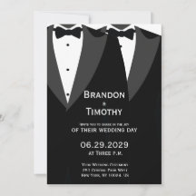 Elegante Huwelijksuitnodiging Hbt Gay Black Tie