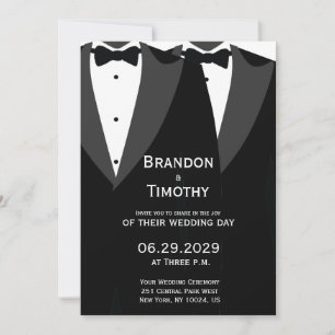 Elegante Huwelijksuitnodiging Hbt Gay Black Tie Kaart