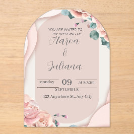 Elegante huwelijksuitnodiging in roze kleuren met  acryl uitnodigingen