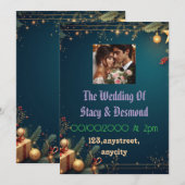 Elegante huwelijksuitnodiging Kaart Mooi paar (Voorkant / Achterkant)