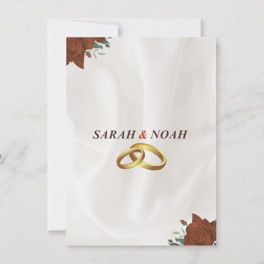 Elegante huwelijksuitnodiging – klassiek en romant kaart (Achterkant)