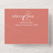 Elegante huwelijksuitnodiging, koraal alles-in-één all in one uitnodiging (Achterkant)