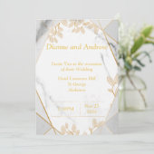 Elegante Huwelijksuitnodiging, marmer, goud Kaart (Staand voorkant)