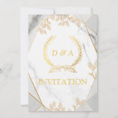Elegante Huwelijksuitnodiging, marmer, goud Kaart (Achterkant)