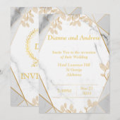 Elegante Huwelijksuitnodiging, marmer, goud Kaart (Voorkant / Achterkant)