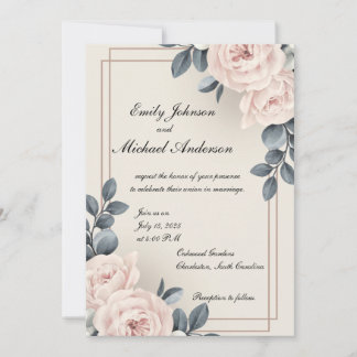 Elegante huwelijksuitnodiging met bloemen kaart
