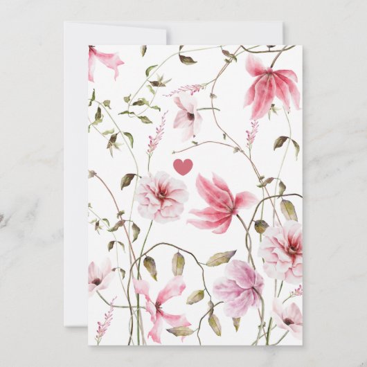 Elegante huwelijksuitnodiging met romantische bloe kaart (Achterkant)