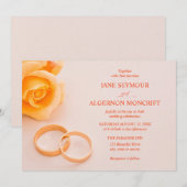 Elegante huwelijksuitnodiging met roos kaart (Voorkant / Achterkant)