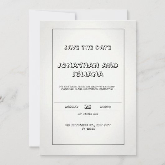 Elegante huwelijksuitnodiging met wit kaart (Voorkant)