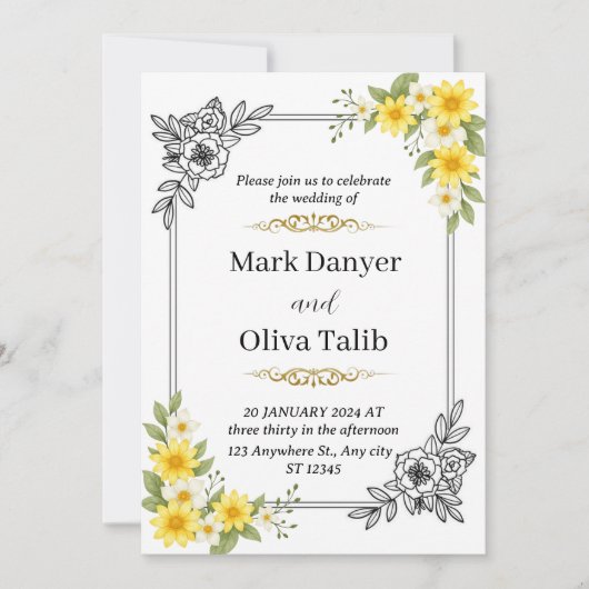 Elegante huwelijksuitnodiging - Modern & Romantisc Kaart (Voorkant)