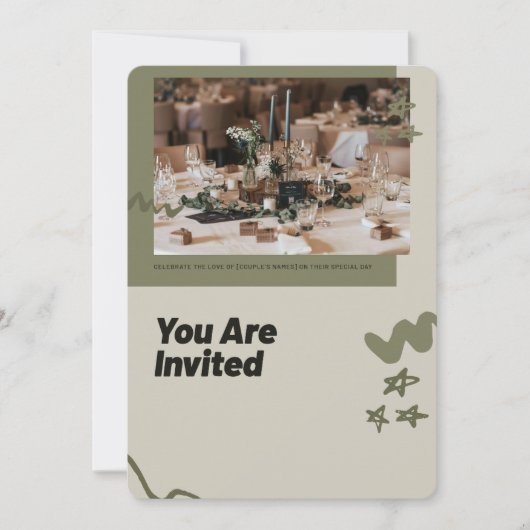 Elegante huwelijksuitnodiging | Modern rustiek gro Kaart (Voorkant)