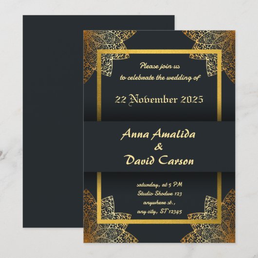 Elegante huwelijksuitnodiging | Moderne bruiloft K Kaart (Voorkant / Achterkant)