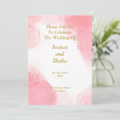 Elegante huwelijksuitnodiging, roze waterverf kaart (Staand voorkant)