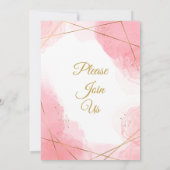 Elegante huwelijksuitnodiging, roze waterverf kaart (Achterkant)