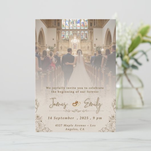 Elegante huwelijksuitnodiging |  Sjabloon Kaart (Staand voorkant)