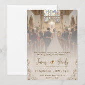 Elegante huwelijksuitnodiging |  Sjabloon Kaart (Voorkant / Achterkant)