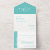 Elegante huwelijksuitnodiging, turquoise all-in-on all in one uitnodiging (Binnen)