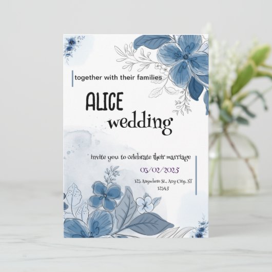 Elegante huwelijksuitnodiging, vier liefde en teen feestdagenkaart (Staand voorkant)