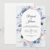 Elegante huwelijksuitnodiging: vier liefde en vreu kaart (Voorkant / Achterkant)