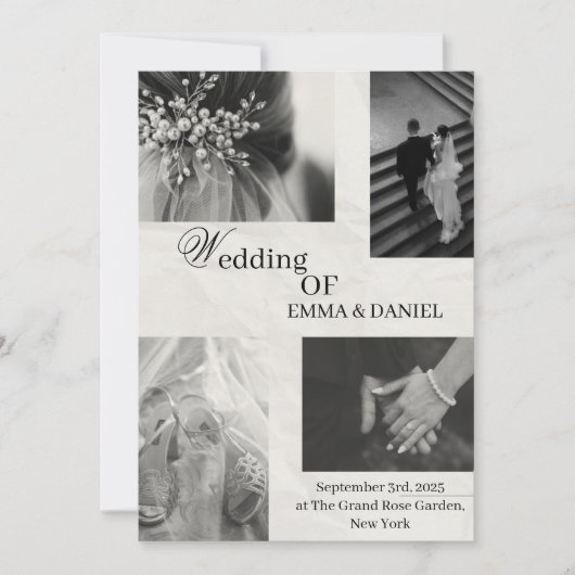 Elegante huwelijksuitnodiging - zwart en wit kaart (Voorkant)