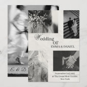 Elegante huwelijksuitnodiging - zwart en wit kaart (Voorkant / Achterkant)