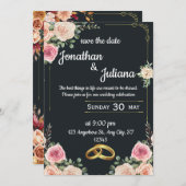 elegante huwelijksviering floral uitnodiging (Voorkant / Achterkant)