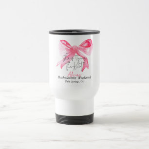 Elegante Huwelijksvoltrekking Roze Strik Bachelore Reisbeker