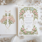 Elegante Hydrangea Art Nouveau bruiloft Kaart