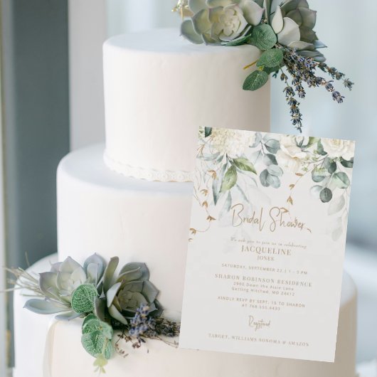 Elegante Hydrangea Beige bruids douche uitnodiging