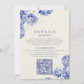 Elegante Hydrangea Blauwe Ivoren Bruiloft Kaart (Achterkant)