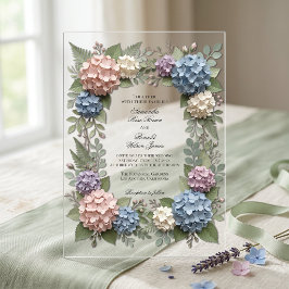 Elegante Hydrangea Bloemen 3d stijl Acryl Bruiloft Uitnodigingen