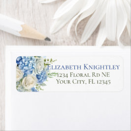 Elegante Hydrangea Bloemen Witte Rozen Adres Etiket