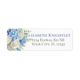 Elegante Hydrangea Bloemen Witte Rozen Adres Etiket