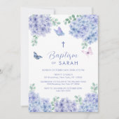 Elegante Hydrangea bloementuin kruis doop Kaart (Voorkant)