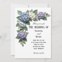 Elegante Hydrangea Bloemige Hoek Huwelijksuitnodig