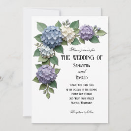 Elegante Hydrangea Bloemige Hoek Huwelijksuitnodig Kaart
